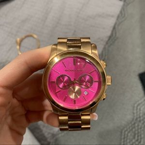 Michael kors rose gold / hot pink watch